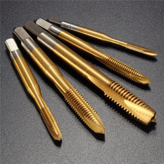 5pcs M3-M8 HSS Spiral Point Tap Straight Flute Metric Titanium Machine Screw