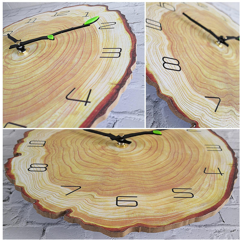 Creative Wooden Pattern Wall Clock Mute Wall Clock Quartz Wall Clock For Home Office Decorations