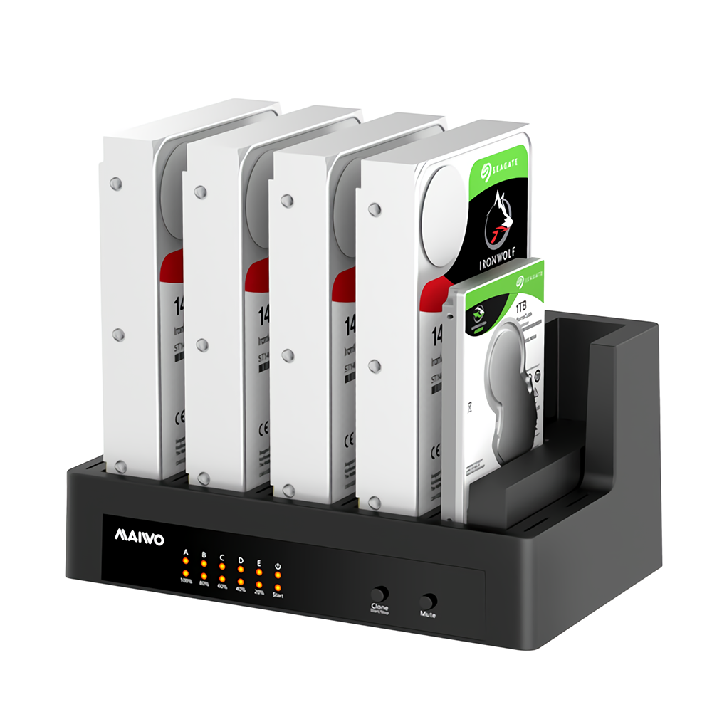 5-Bay SATA Hard Drive Docking Station 2.5"3.5" SSD HDD External Duplicator LED Screen Hard Drive Enclosure Case
