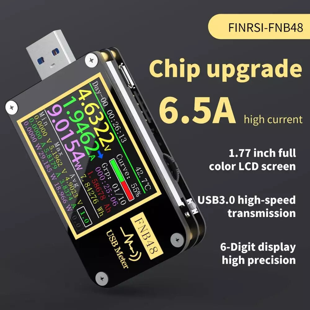 USB Tester Voltmeter Ammeter Bluetooth APP Tester Current and Voltmeter USB Tester With USB-A Micro USB Type-C Interface