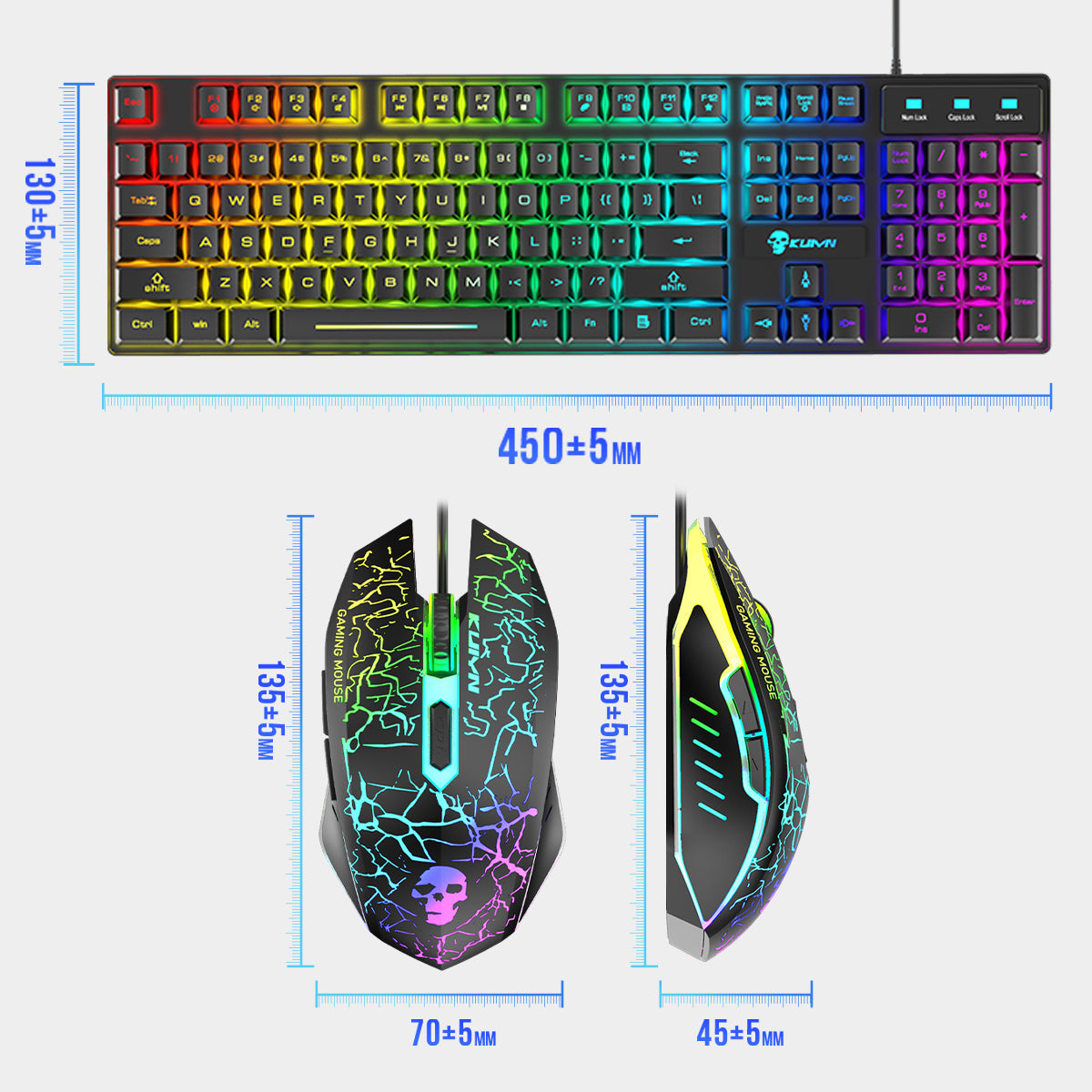 104 Keys Gaming Keyboard USB Wired RGB Luminous Backlight Mechanical Feel Keyboard for Computer PC Laptop