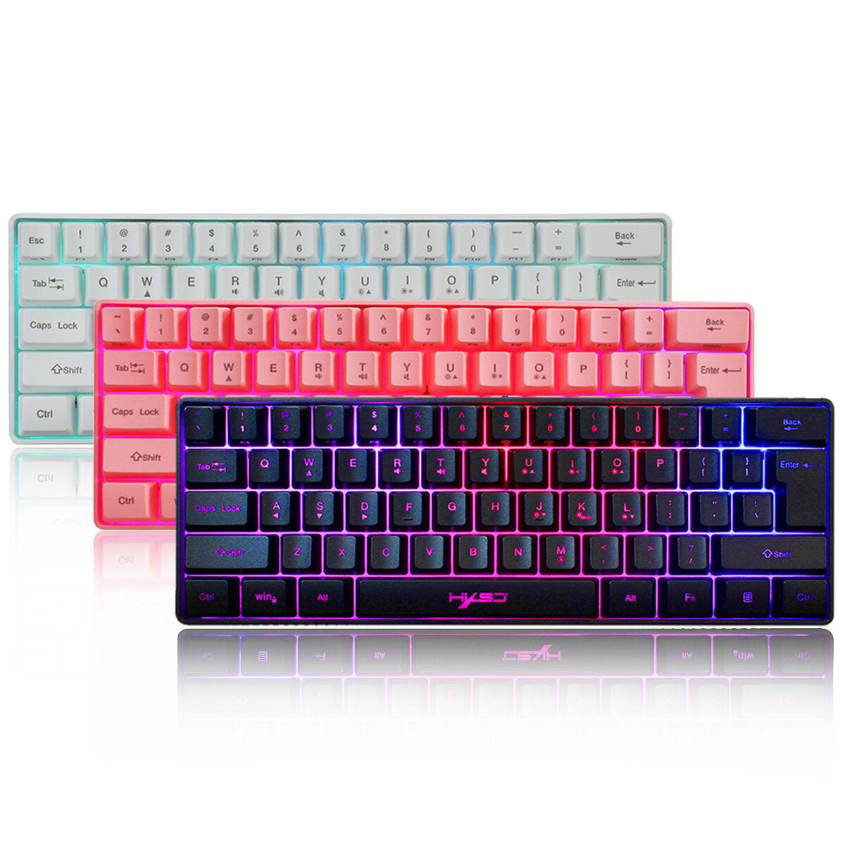 Wired Keyboard 61 Keys USB Wired RGB Backlit Gaming Keyboard for Office Gamers