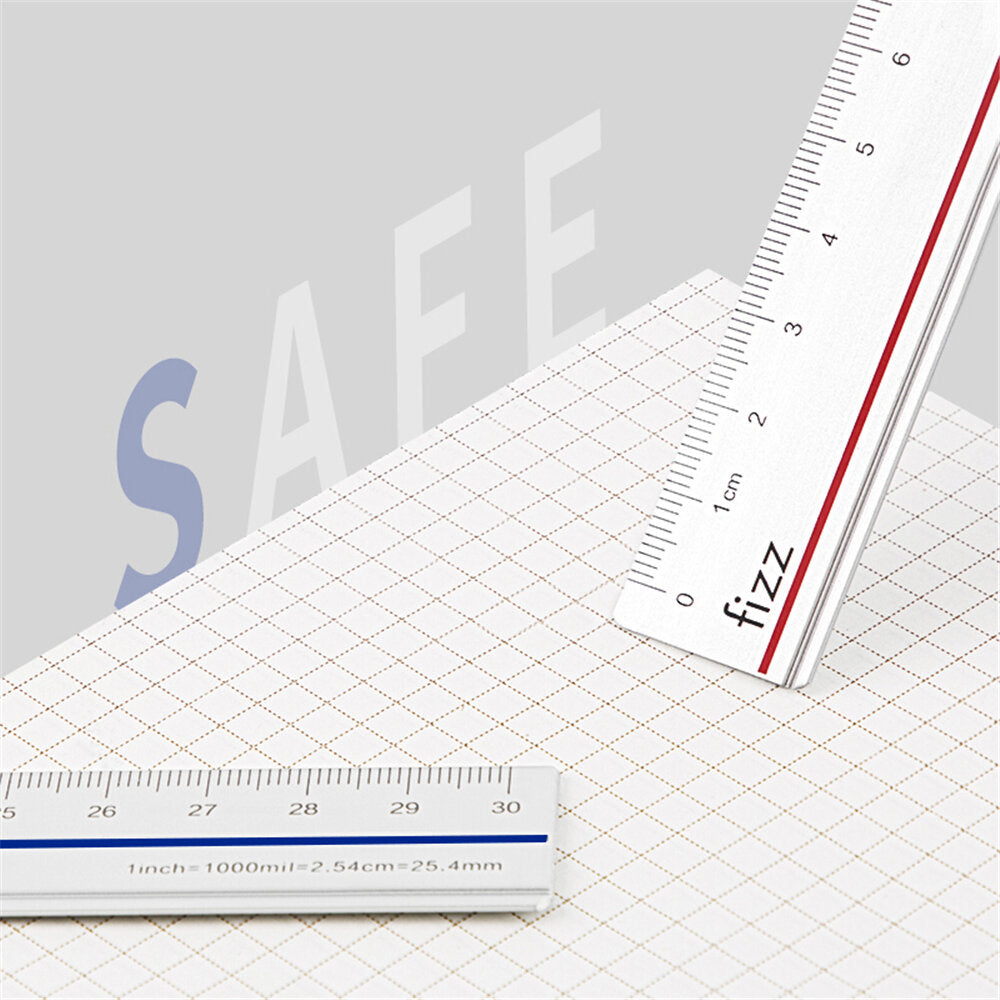 Frosted Metal Ruler Aluminum Alloy 30cm Scale Red/ Blue Random Color Ruler School Office Mapping and Measuring Tool