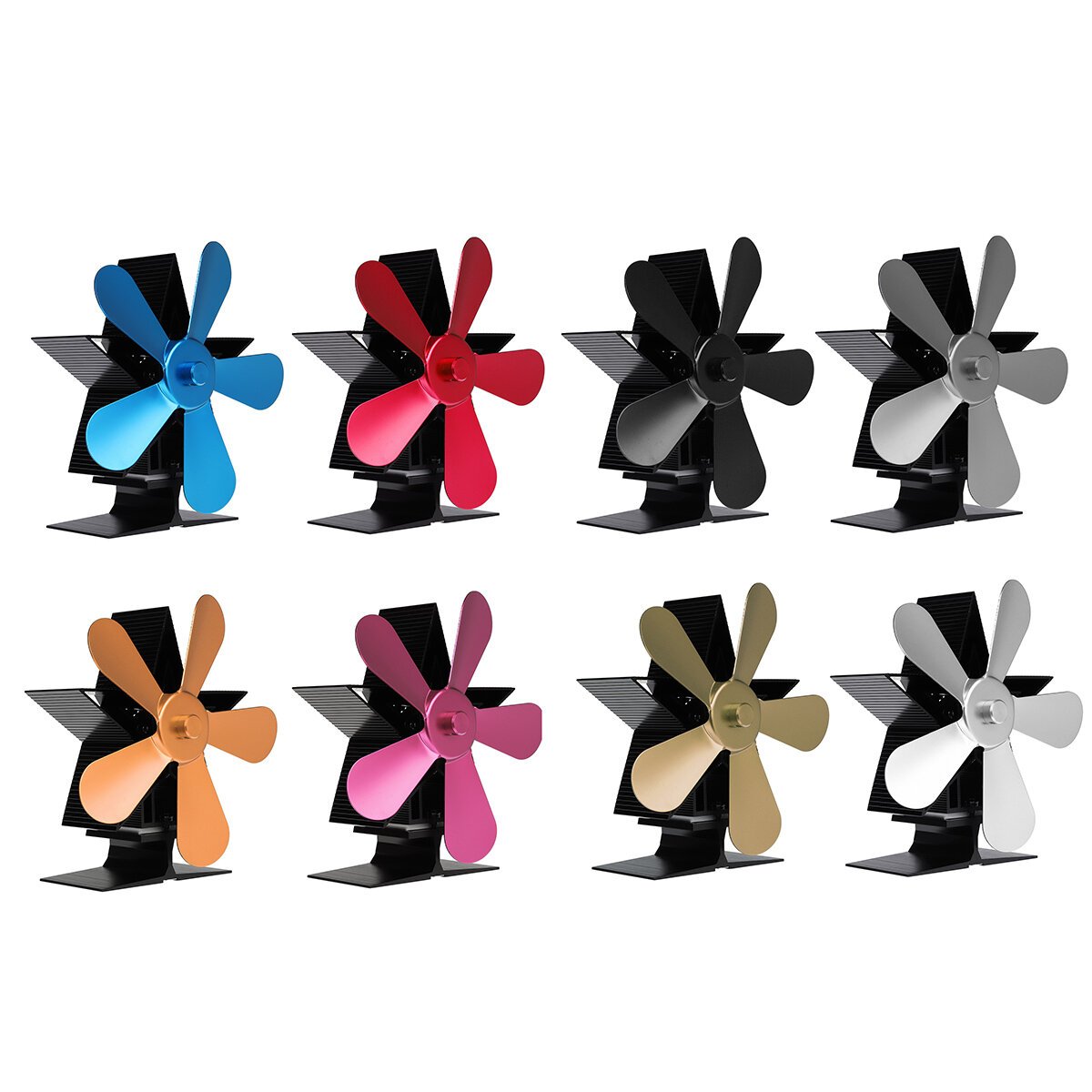 4 Blades Heat Powered Wood Stove Fan Eco Friendly Wood Log Burner Fireplace Fan
