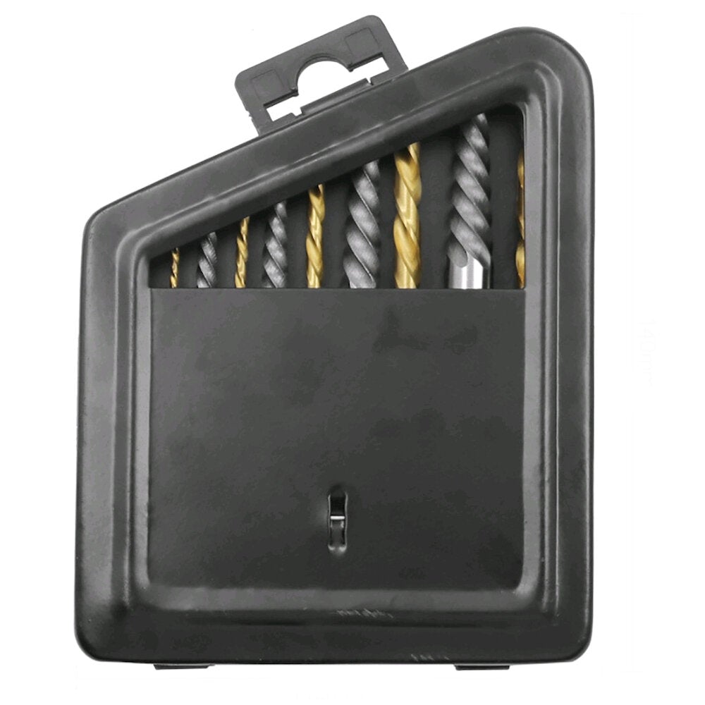 10Pc HSS Screw Extractor Left Hand Cobalt Drill Bit Set Easy to Lift from Broken Bolt Tools With Iron Box and Opp Bag