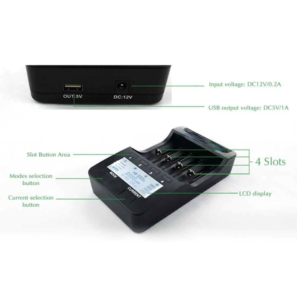4 Slots Smart Intelligent Battery Charger Kit