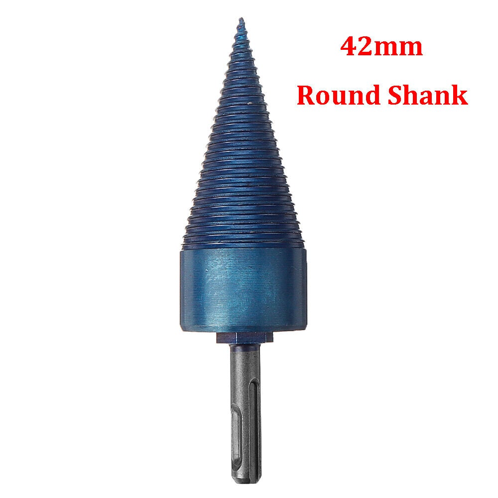 32/42mm Nano Blue Coated HSS Round/Square/Hex Shank Firewood Drill Bit Splitter Wood Split Cone For Tree Cutting
