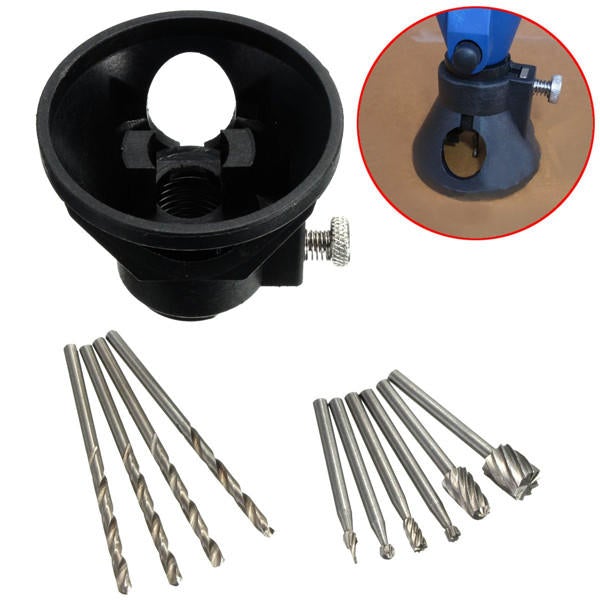 Drill Carving Locator 4pcs 3mm Twist Drills and 6pcs Wood Milling Burrs For Rotary Tools