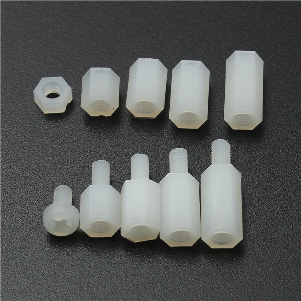 M3NH9 M3 Nylon Screw White Hex Screw Nut Nylon PCB Standoff Assortment Kit 300pcs