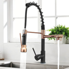 Modern Kitchen Sink Faucet Pull Out Spring Sprayer Tap Two Water Outlet Hot And Cold Mixed