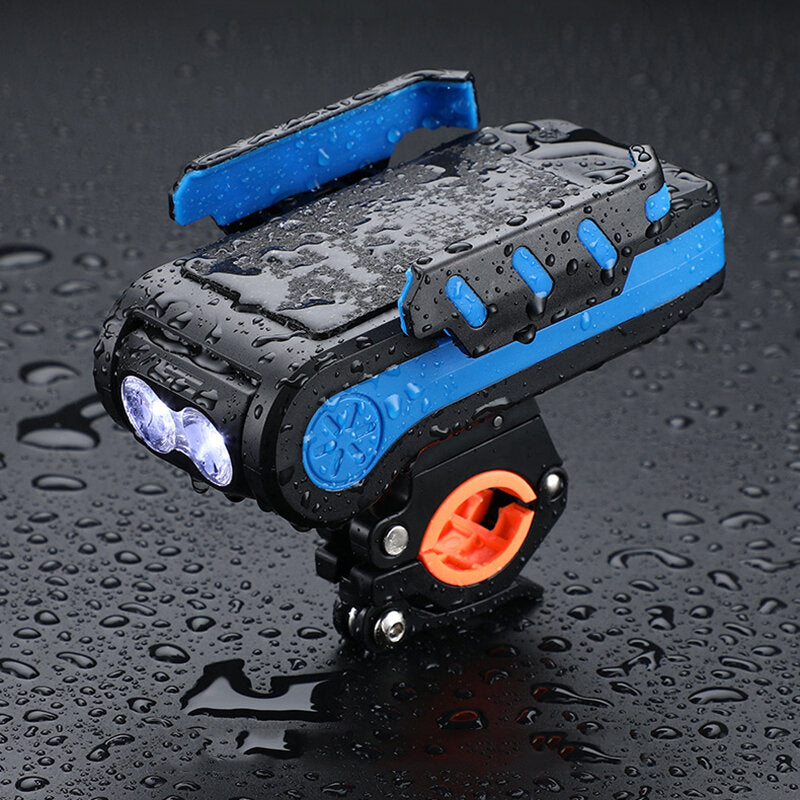 4-in-1 4000mAh 550LM Bike Light USB Rechargeable Power Bank Waterproof Phone Holder Headlight With Bike Horn