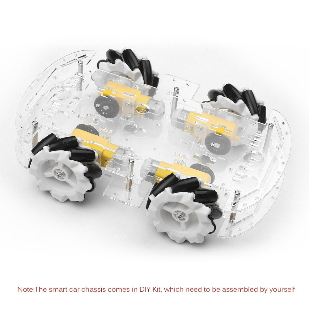 4WD Smart Car Chassis DIY Kit Omni-mobile Dual Layer Platform with 4 Omni-directional Wheels