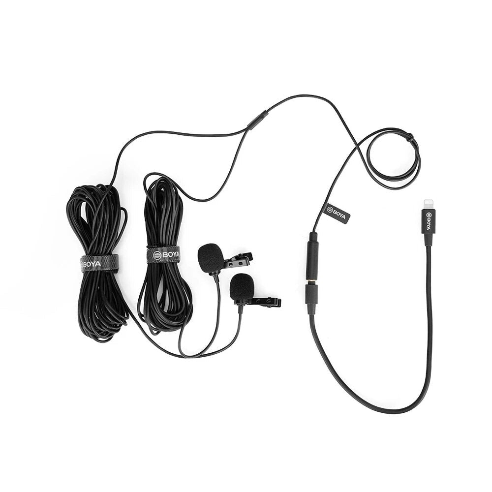 Dual Lavalier Microphone Omnidirectional Digital MFI Video Mic for iPhone 11 Pro Xs Max Xr iPad iPod Touch
