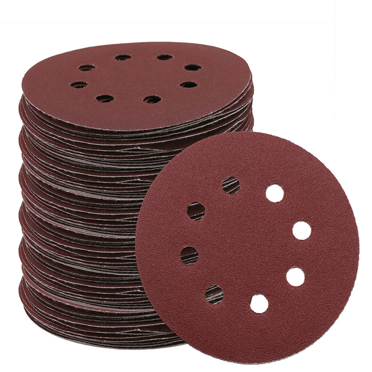 52Pcs Polishing Kit 8 Hole Disc Sandpaper 125mm Brushed Piece Air Milled Flocking Sandpaper Self-adhesive Sandpaper Set