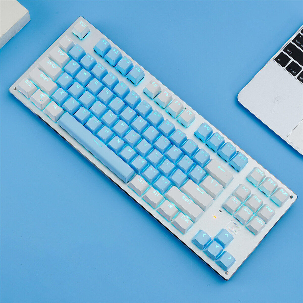 Mechanical Keyboard 87 Keys Three-Mode Wireless Bluetooth4.0 / 2.4G / Type-C Wired Blue Switch LED Backlit Gaming Keyboard for Laptop