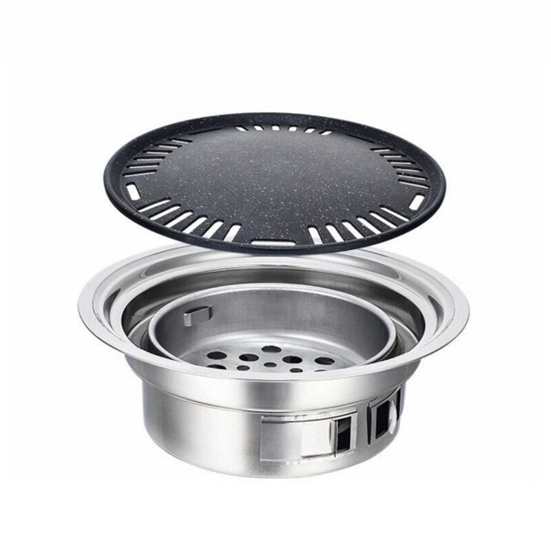 7PCS/Set Stainless Steel Korean Charcoal Barbecue Grill Home/Outdoor Camping Portable Smokeless Barbecue Stove