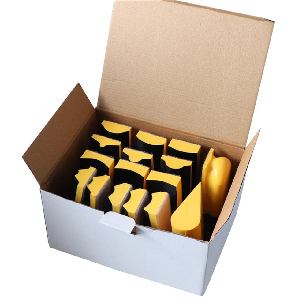 16Pcs Grinding Polishing Block Set Special Shape Hand Grinding Sponge Sanding Block Polish Sandpaper Tool for Hook Loop Sanding