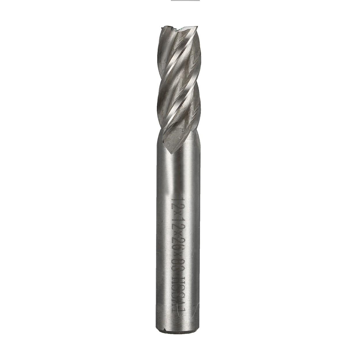 2Pcs 12mm HSS CNC Straight End Mill 4 Flute Milling End Mill Cutter Drill Bit Tool