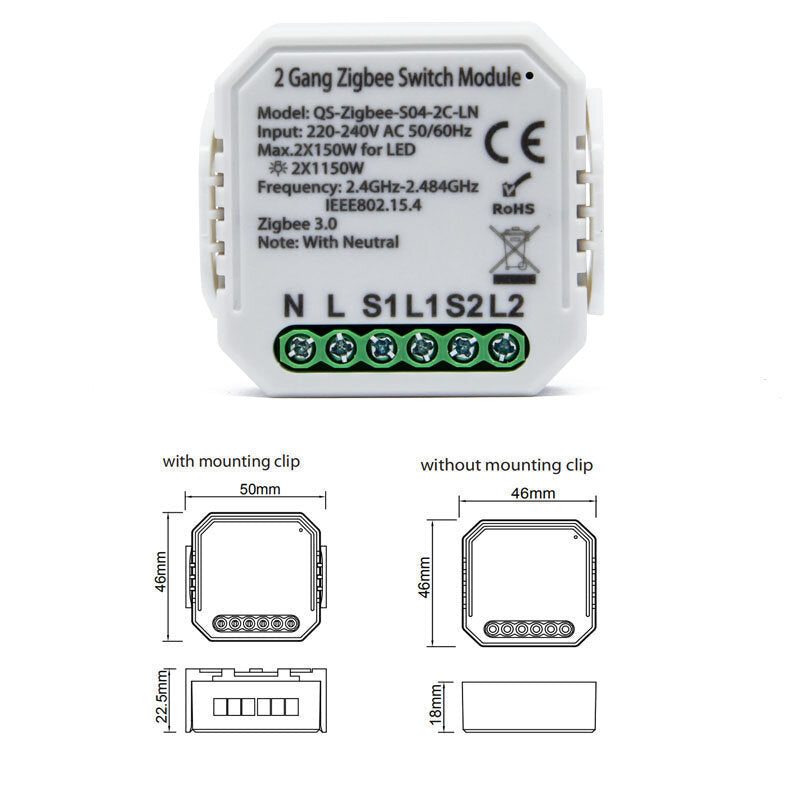 Two-way Switch Smart Home Modification Module Work with Google Alexa,220-240V