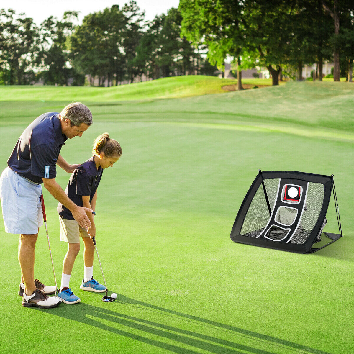 70x81.3x56cm / 27.5''x32''x22'' Golf Net Training Aid Hitting Practice Lawn Driving Net Golf Training Net