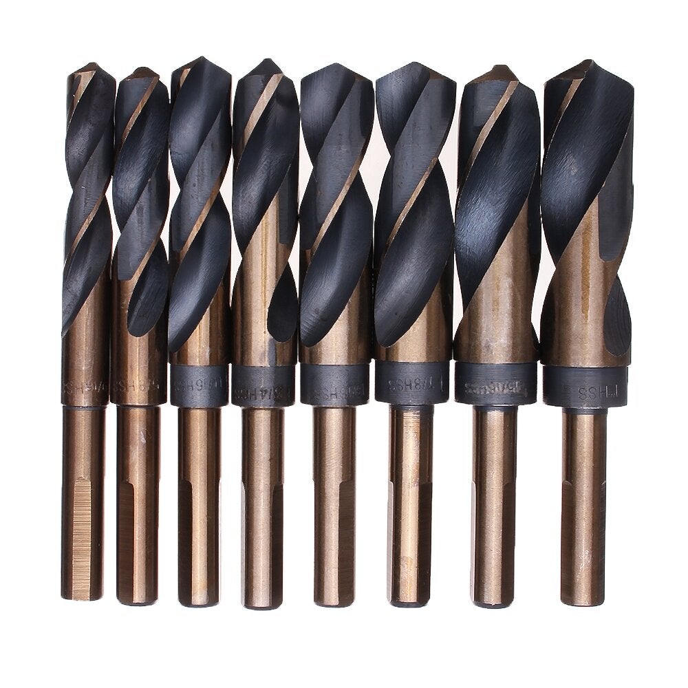 8pcs 1/2 Inch Shank HSS 4241 Twist Drill Bit Set 9/16 to 1 Inch Twist Drill for Wood Metal