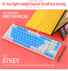 Mechanical Keyboard 87 Keys TKL Layout USB Wired Detachable Panel Blue/Black Switch Colorful Rainbow Backlit Gaming Keyboard for Laptop PC Gamer