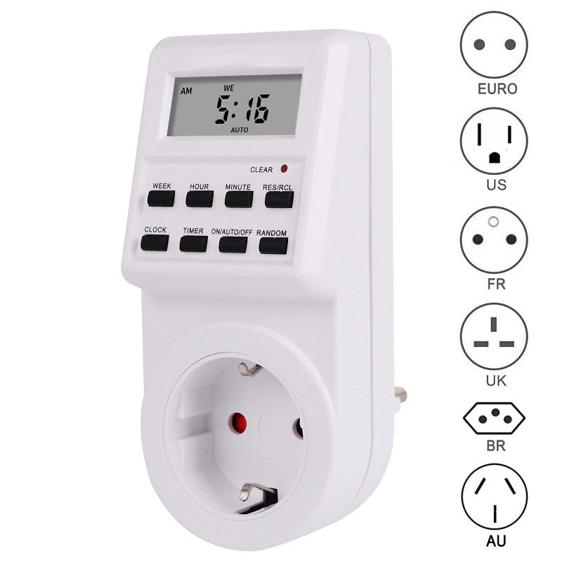 Timer Socket EU UK US FR BR Plug Programmer Digital Display Timing Switch Outlet