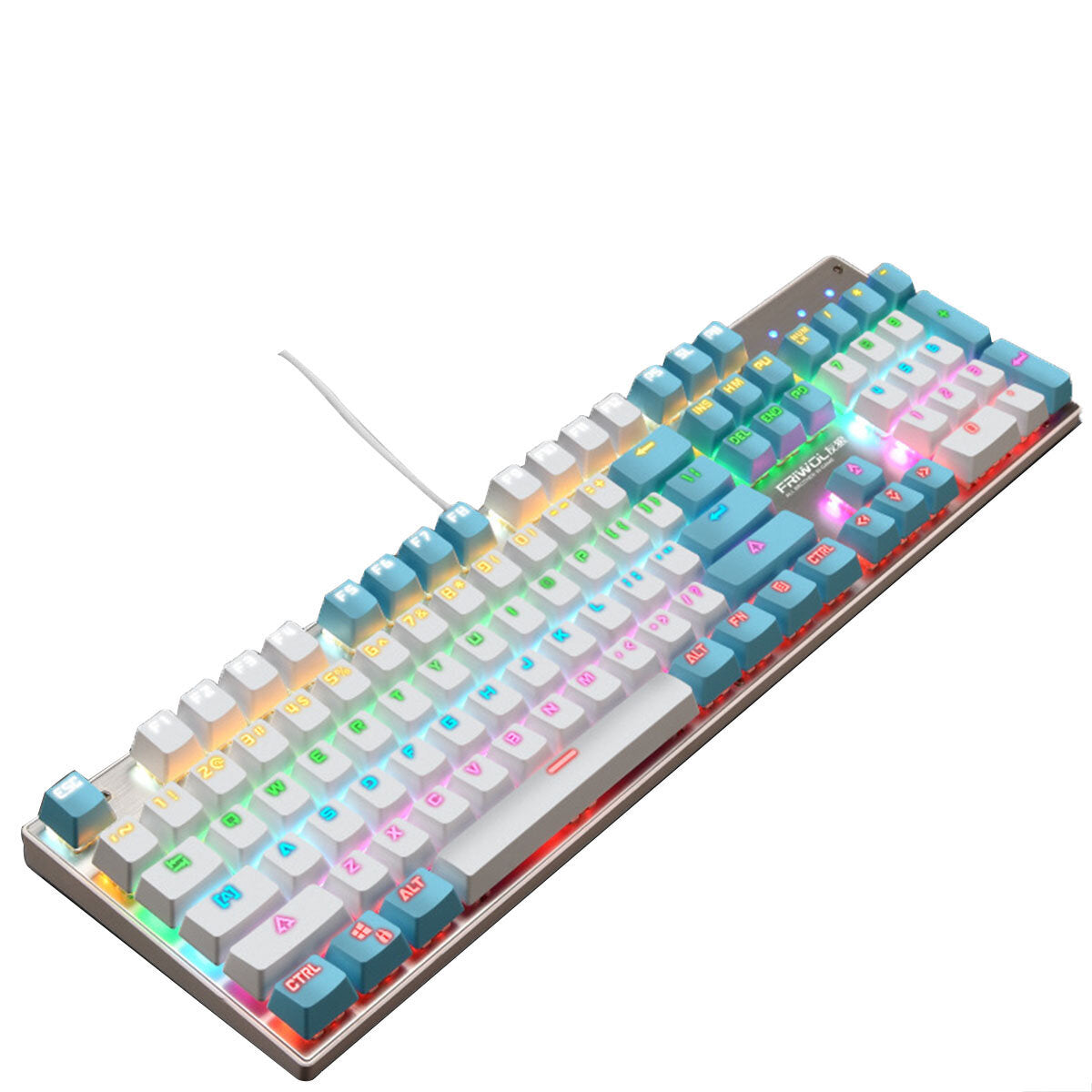 Wired Mechanical Keyboard 104 Keys RGB Backlight Blue Switch Waterproofd USB Gaming Keyboard for Laptop Desktop PC