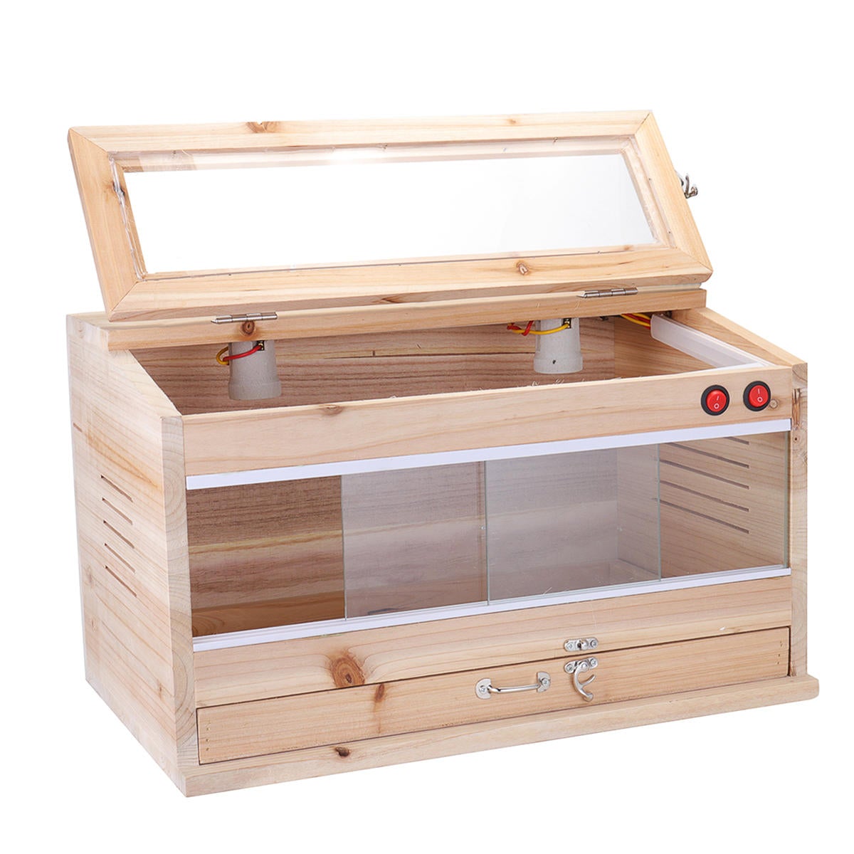 50*30*30cm Wooden Tool Reptiles Feeding Tank Box Enclosure Heating Cage Lizard Snake