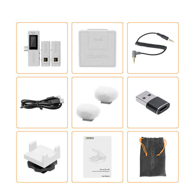 2.4G Wireless Multifunction Dual Channel Conference Stereo USB Microphone for Smartphone DSLR Camera