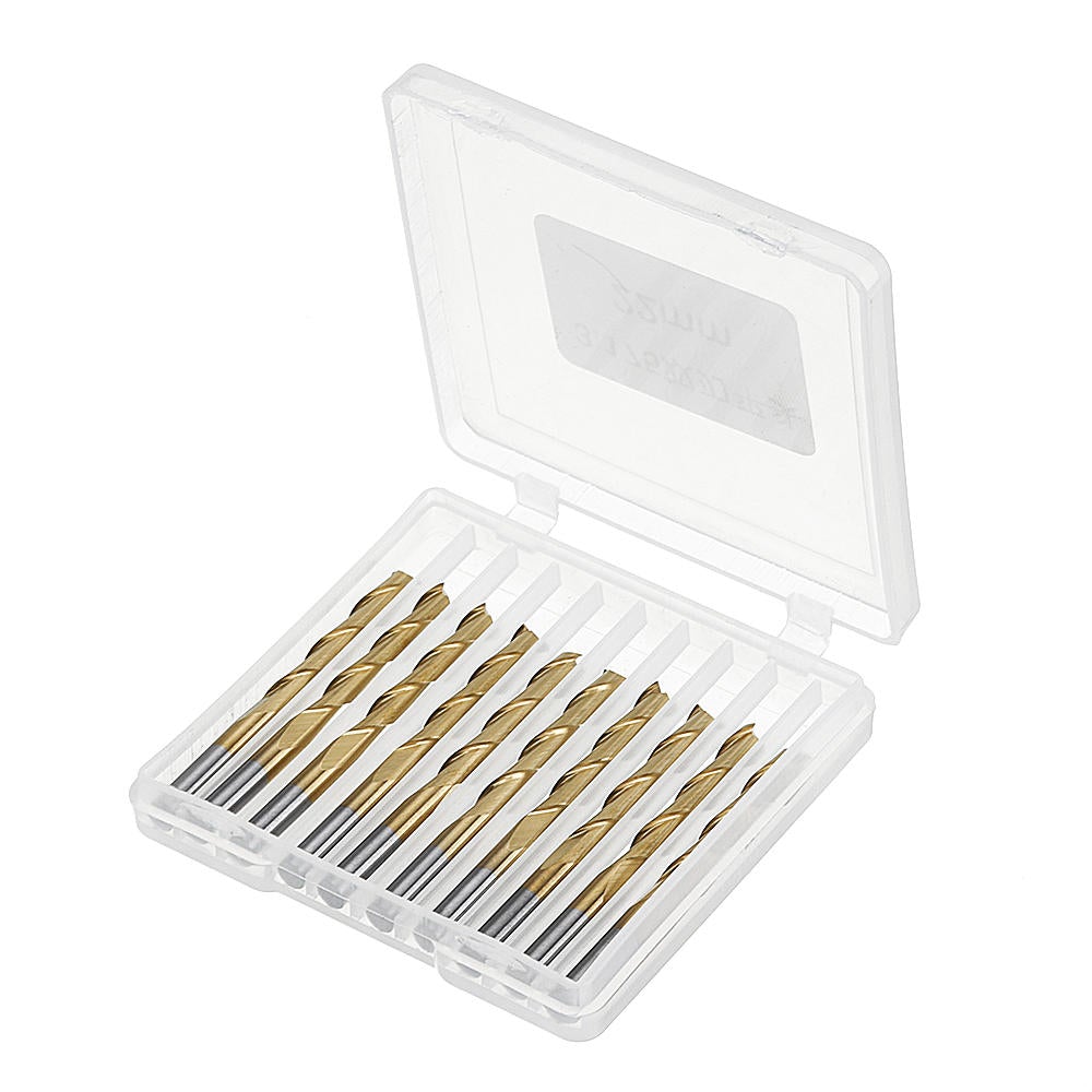 10pcs 3.175mm Shank Titanium Coated Spiral Flat End Milling Cutter Two Flute CNC
