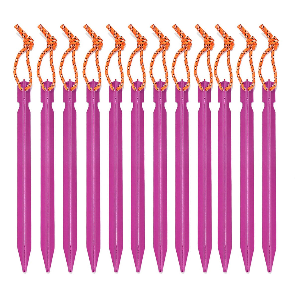 12PCS Aluminum Alloy Tent Nail Pegs Stakes With Rope Lightweight Camping Outdoor