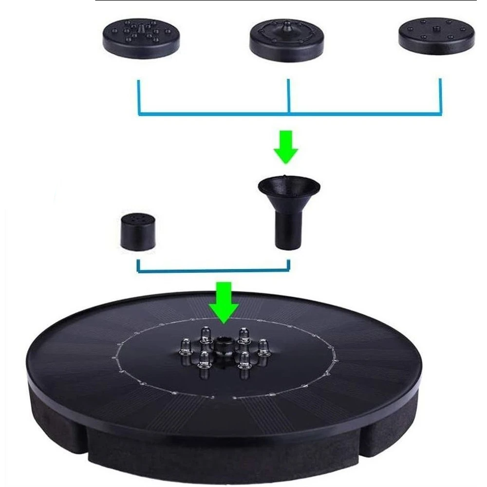 2.5W Solar Water Pump Fountain Floating Outdoor Pool Circular Fountains with 6 LED Lights