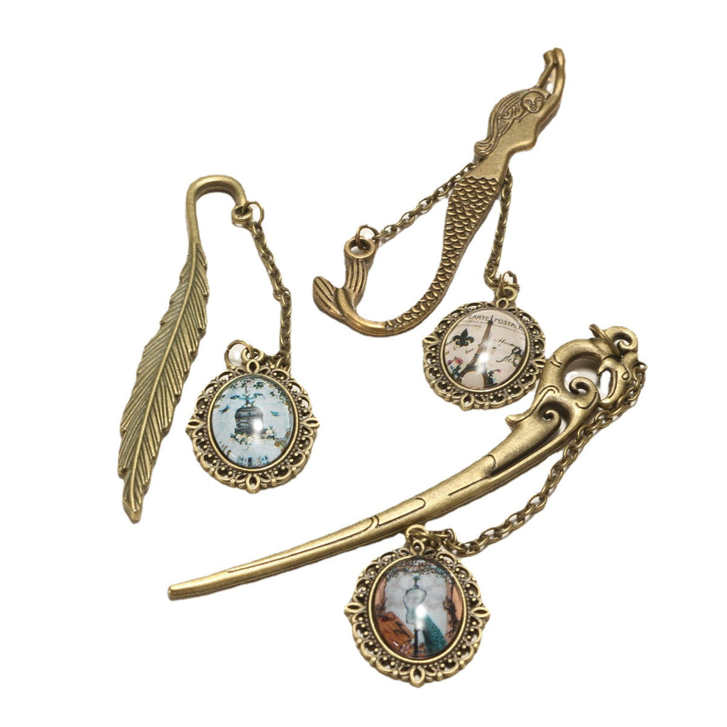 1 Piece Vintage Antique Alloy Bronze Metal Bookmark Pendant Label