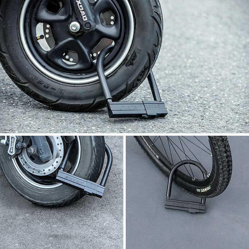 Bicycle U Lock Anti-theft Safety Motorcycle Scooter Cycling Lock with 3 Keys Outdoor Camping Travel