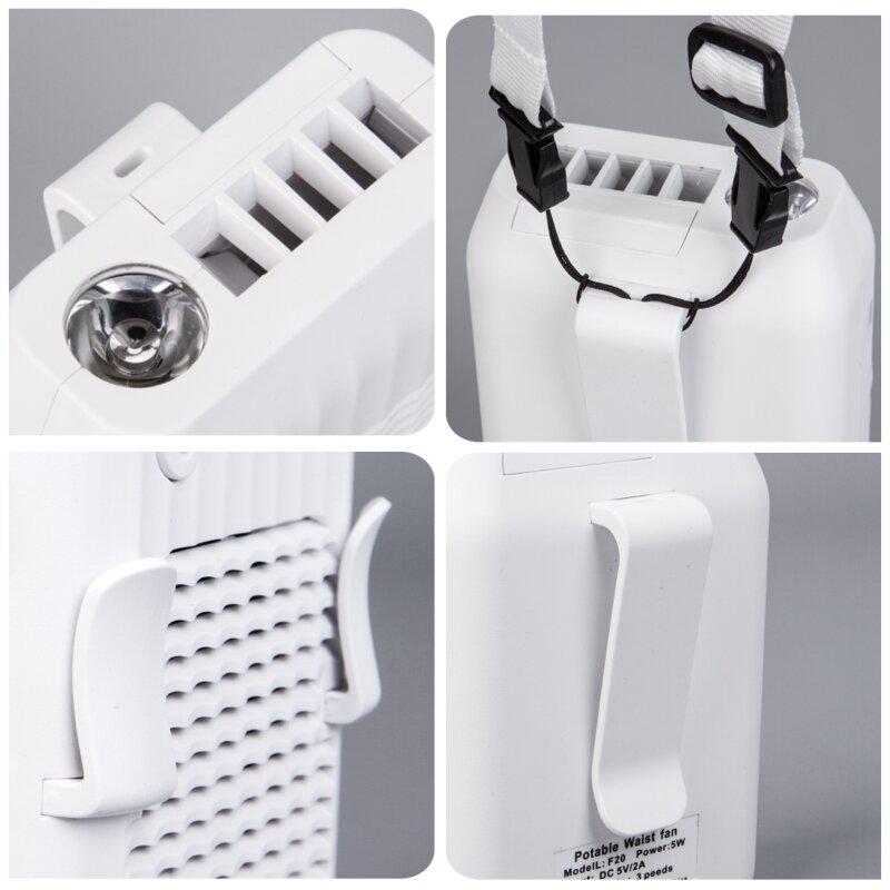 USB Neck Fan 3 Speed Hanging Cooling Condition Fan with Flashlight Power Bank Camping Travel
