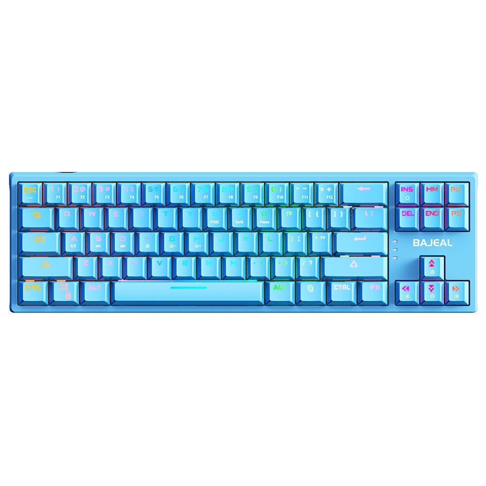 Mechanical Gaming Keyboard 71 Keys Hot-Swappable Blue Switch RGB Backlit Detachable Type-C Wired Gaming Keyboard for Office Gamer