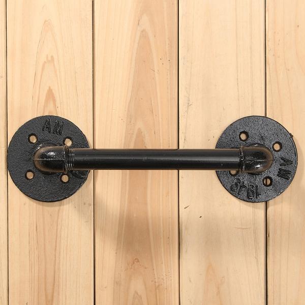 Black Iron Pipe Door Handle 29.5cm Threaded Pipe Drawer Pull with Screws