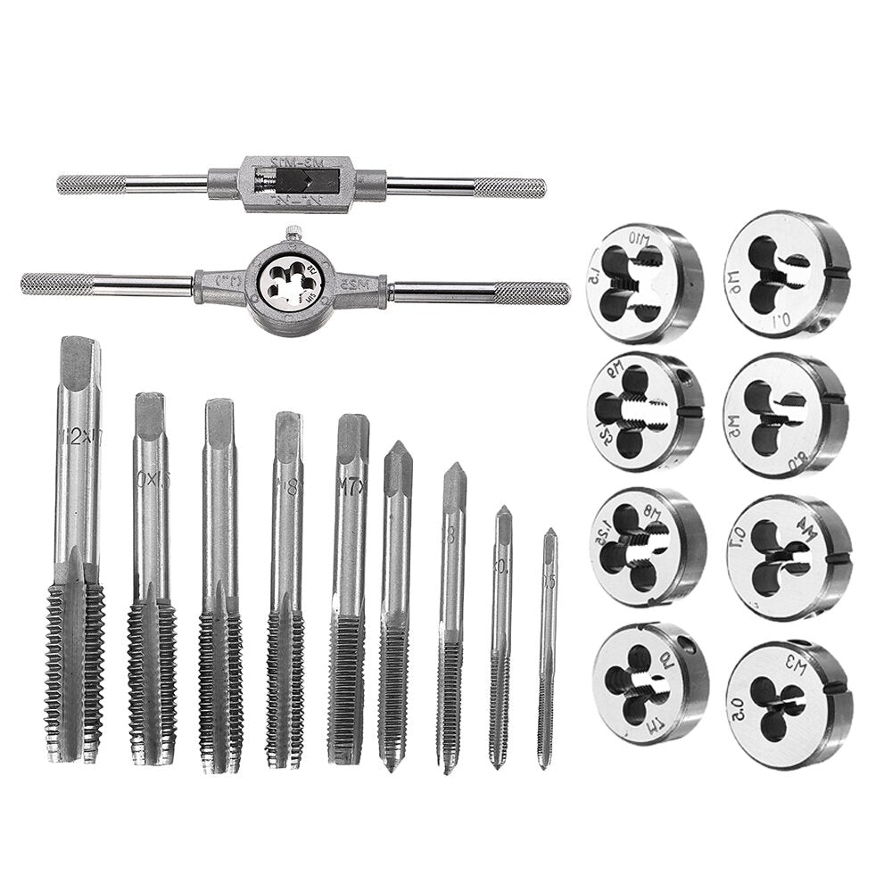 20pcs Alloy Steel M3-M12 Screw Thread Metric Plugs Taps Tap Wrench Die Wrench Set