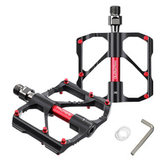 1 Pair Bicycle Pedals Ultralight CNC Flat Anti-skid Bearings Pedals Aluminum Alloy 3 Bearings Mountain Bicycle Platform Pedal Cycling Accessories