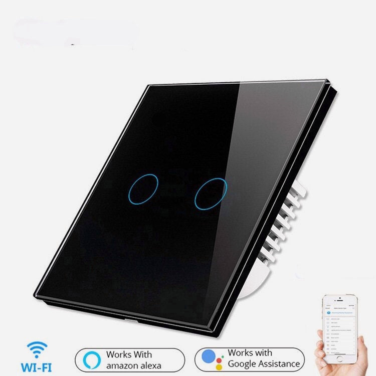 Smart Light Touch Switch 2Gang EU Wireless Remote Control Works with Alexa Google Home