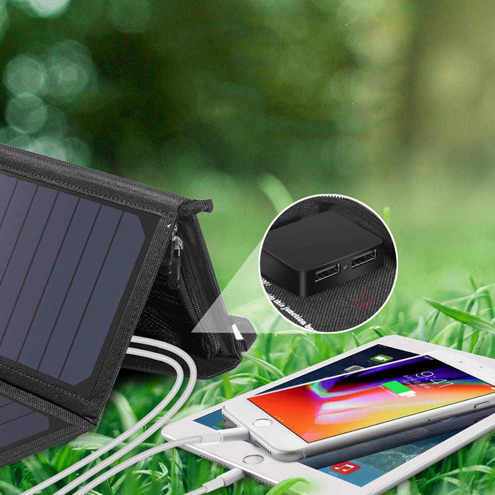 19W Solar Panel Dual USB Port Waterproof Lightweight Phone Charger Outdoor Camping Travel