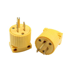 Yellow America 5-15P 125V 15A 3 Pole NEMA US Locked Industry Power Converter Plug Inline Wired Connector