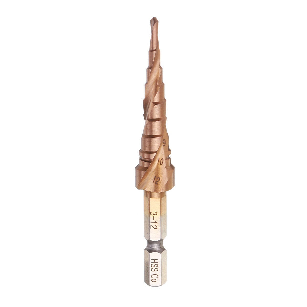 3Pcs 3-12/4-20/4-32mm M35 Cobalt Step Drill Bit 1/4 Inch Hex Shank HSS-Co Step Drill Bit