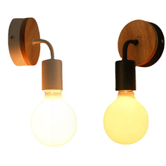 Modern White Black E27 Wall Lamp Fixture Sconce Holder Wood Base Cafe Home Decor