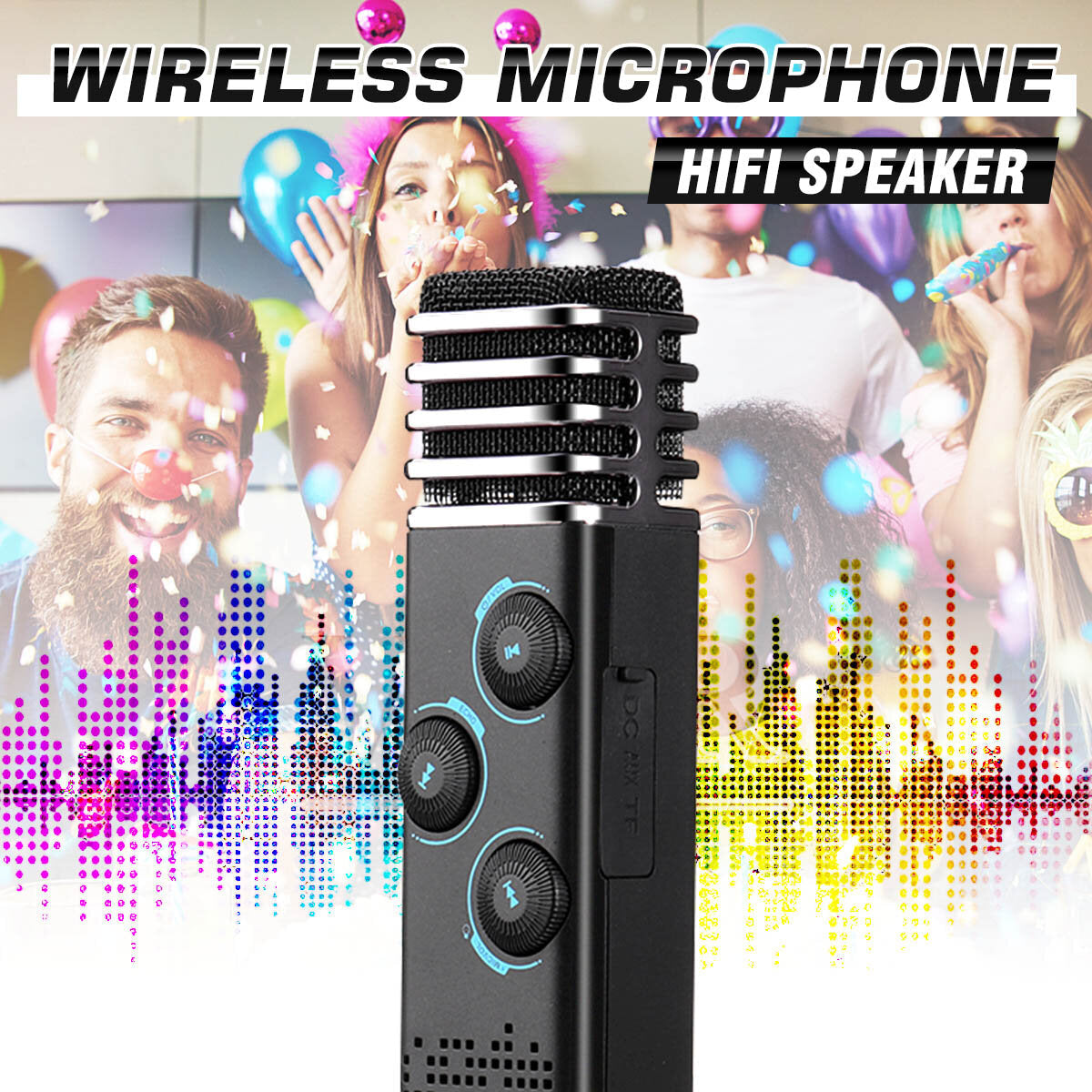 3-IN-1 Bluetooth Microphone 2*10W Hi-Fi Stereo Wireless Speaker 4000mAh Portable Karaoke Mic Recorder