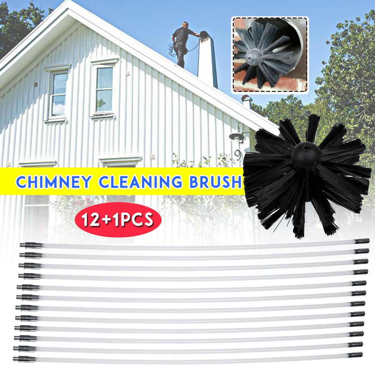 Chimney Cleaning Brush Set Chimney Pipe Inner Wall Cleaner Brush Bendable Flexible Cleaning Tools