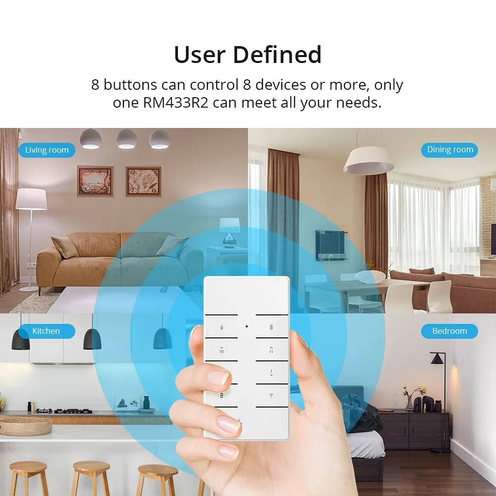 Remote Controller Multipurpose Custom 433 MHz RF Remote Control Switch Works With D1/ iFan03/iFan04 RF433 Bridge 8 Keys
