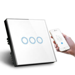Standard Smart Light Switch WiFi 3 Gang Wireless Touch Sensor Remote Control Smart Switch with Power Statistics Function