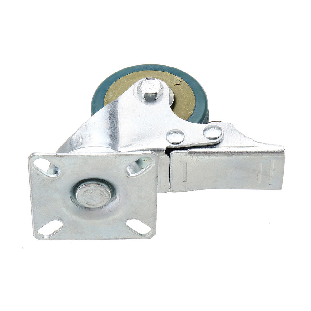 2 Inch Grey PVC Flat Plate Wheels with Brake Universal Mute Foot Wheels